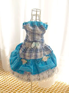 フェレット洋服・カントリーブルーレース・濃い目の青１