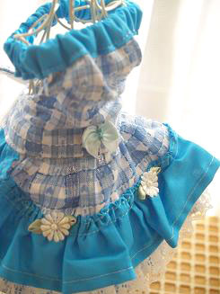 フェレット洋服・カントリーブルーレース・小さなハート２