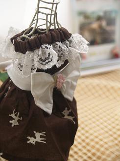 フェレット服・帯コンビ・茶色いバンビに白いピンク花リボン２