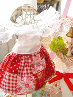 フェレットの洋服・パッチワーク・赤３