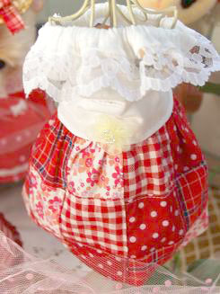 フェレットの洋服・パッチワーク・赤６