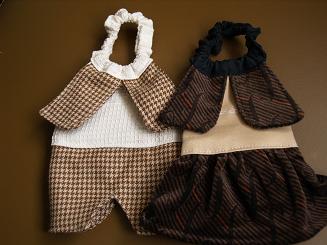 フェレットの洋服・作業服・ジャケット・茶色の格子・両方