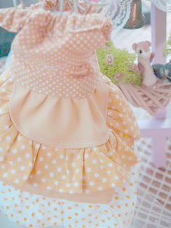 フェレットの洋服・服・お姫様・ふりふり水玉・黄色１